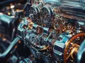 Dettaglio di un motore con turbocompressore. Se la puleggia albero motore è rotta, i sintomi possono includere rumori strani e perdita di potenza.