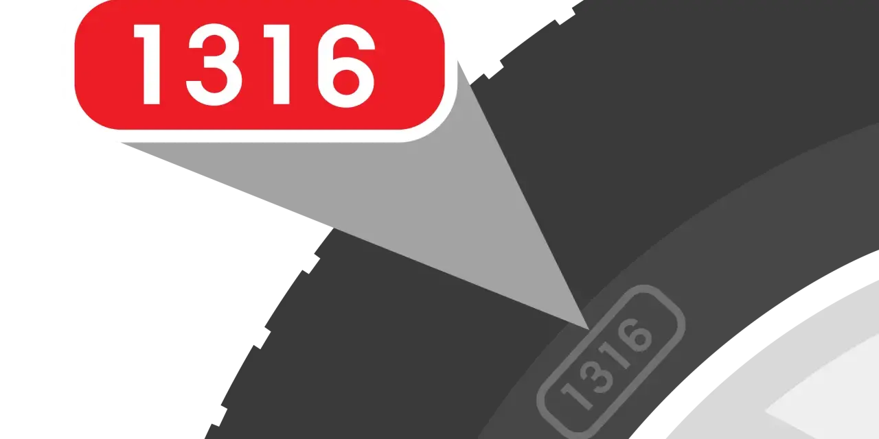 Il codice 1316 sul pneumatico indica la settimana e l'anno di produzione.