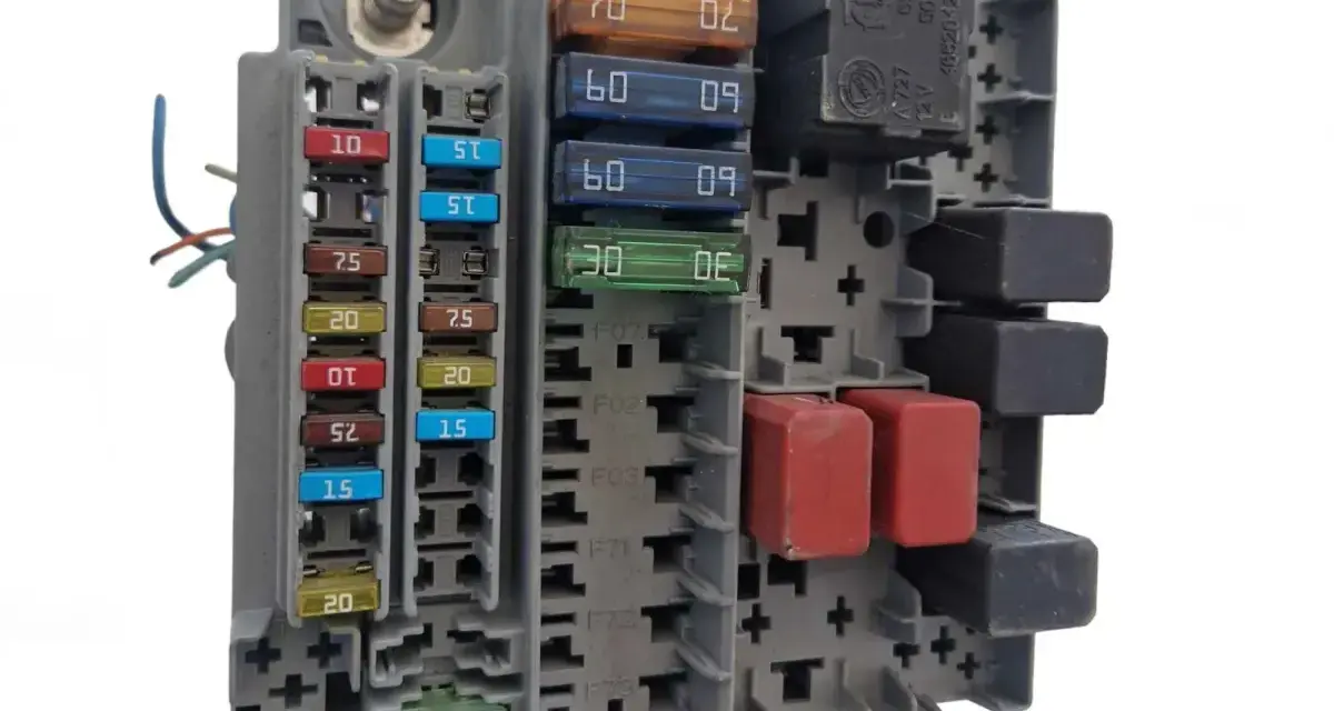 Schema fusibili Fiat Panda 2006 con vari fusibili colorati e relè.