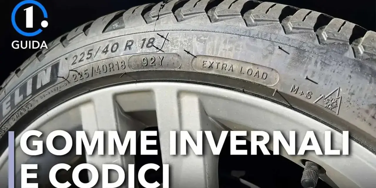 Guida su come riconoscere gomme invernali: il fianco del pneumatico mostra codici come "M+S" e il simbolo del fiocco di neve, essenziali per la sicurezza invernale.