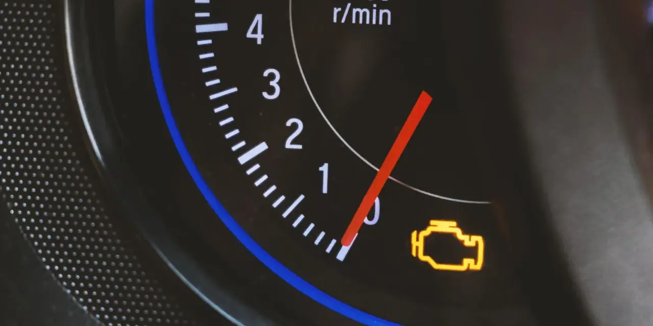 Cruscotto auto con contagiri e la spia EPC accesa, segnalando un problema al motore.