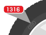 Il codice 1316 sul pneumatico indica la settimana e l'anno di produzione.