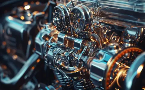 Dettaglio di un motore con turbocompressore. Se la puleggia albero motore è rotta, i sintomi possono includere rumori strani e perdita di potenza.