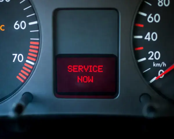 Cruscotto Golf 7 con spia EPC accesa e messaggio "SERVICE NOW".
