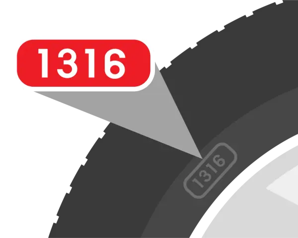 Il codice 1316 sul pneumatico indica la settimana e l'anno di produzione.