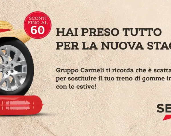 Gomme invernali: è scattato l'obbligo di sostituzione. Gruppo Carmeli ti ricorda di preparare la tua auto per la nuova stagione con sconti fino al 60%.