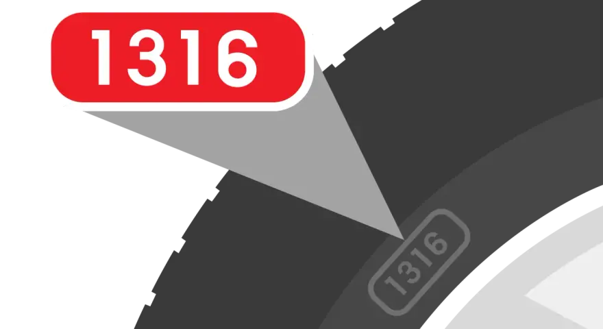 Il codice 1316 sul pneumatico indica la settimana e l'anno di produzione.