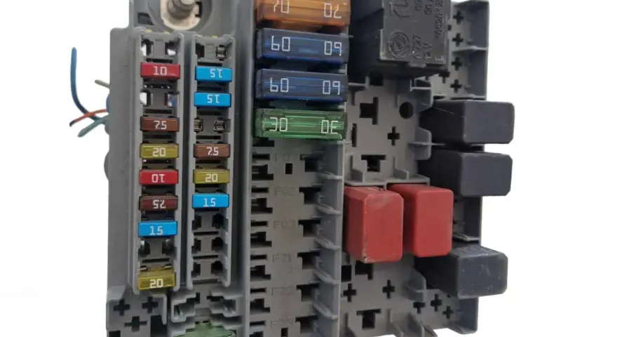 Schema fusibili Fiat Panda 2006 con vari fusibili colorati e relè.