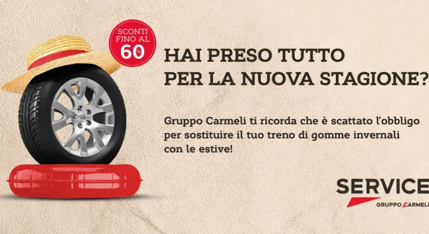 Gomme invernali: è scattato l'obbligo di sostituzione. Gruppo Carmeli ti ricorda di preparare la tua auto per la nuova stagione con sconti fino al 60%.
