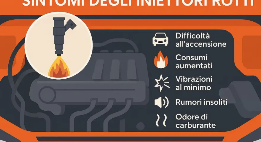 Sintomi di iniettori rotti: difficoltà all'accensione, consumi aumentati, vibrazioni, rumori e odore di carburante. Si può camminare con un iniettore rotto? Meglio di no!