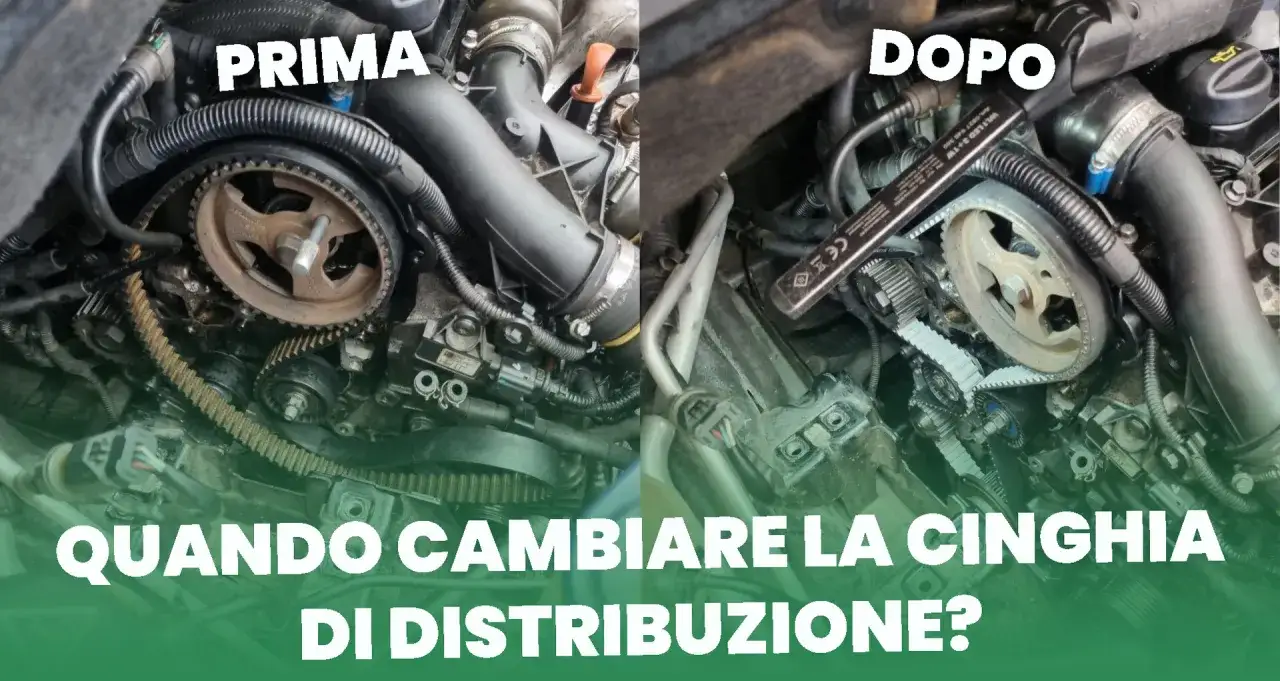 Confronto tra cinghia di distribuzione usurata e nuova. I sintomi di una cinghia usurata sono evidenti nel confronto 