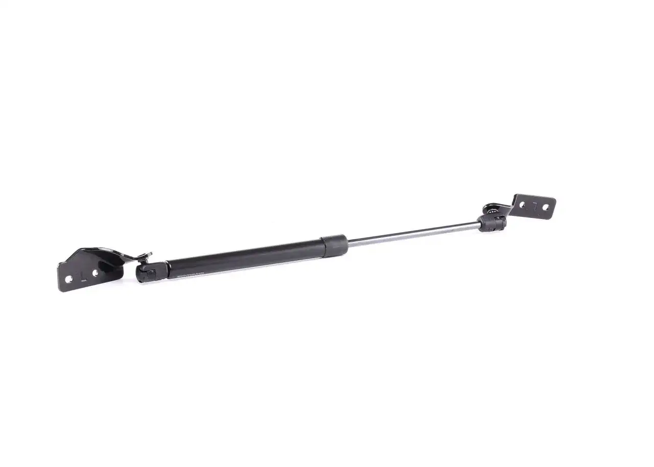 Pistone portellone auto, utile per capire come rigenerare pistoni portellone auto. Componente nero con staffe di fissaggio.